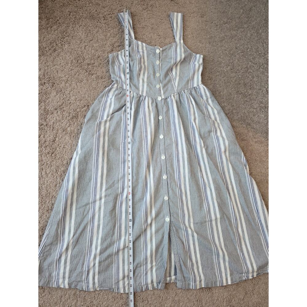 A.N.A Women Dress Sz M Blue White Striped Sleeveless Adjustable Strap - Picture 6 of 9